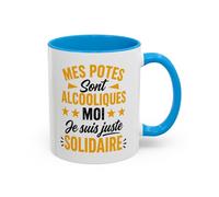 Teecustom Mug Humour Apéro - Mes Potes Sont Alcooliques Moi Je Suis Juste Solidaire - Tasse Drôle Cadeau Original Fun Céramique 325ml
