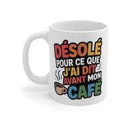 Teecustom Mug Humour Café - Tasse Céramique 325ml « Désolé pour ce que j’ai dit avant mon café » - Cadeau Original Amateur de Café