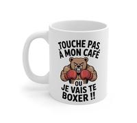 Teecustom Mug humour café - Touche pas à mon café ou je vais te boxer - Tasse drôle ours boxeur - Cadeau original matin difficile