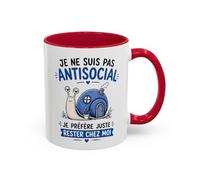 Teecustom Mug Humour Introverti - Je Ne Suis Pas Antisocial Je Préfère Rester Chez Moi - Tasse Drôle Escargot - Cadeau Original Céramique 325ml Noir Bleu Rouge