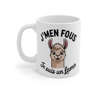 Teecustom Mug Humour Lama - Tasse Drôle J’men Fous Je Suis Un Lama Céramique 325ml - Compatible Micro-Ondes & Lave-Vaisselle - Cadeau Original Animal