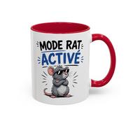 Teecustom Mug Humour Mode Rat Activé - Tasse Souris Cool avec Lunettes - Cadeau Original Drôle et Décalé Céramique 325ml Noir Bleu Rouge