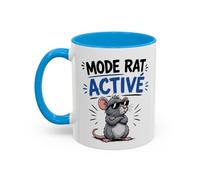 Teecustom Mug Humour Mode Rat Activé - Tasse Souris Cool avec Lunettes - Cadeau Original Drôle et Décalé Céramique 325ml Noir Bleu Rouge