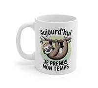 Teecustom Mug Humour Paresseux - Tasse Céramique 325ml Sloth « Je prends mon temps » - Cadeau Détente Relax