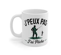 Teecustom Mug Humour Pêche - J’peux pas J’ai Pêche - Cadeau Original Pêcheur Homme ou Femme - Tasse Amusante 325ml