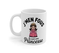 Teecustom Mug Humour Princesse - Tasse Drôle J’men Fous Je Suis Une Princesse Céramique 325ml - Compatible Micro-Ondes & Lave-Vaisselle - Cadeau Fantaisie Original