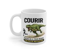 Teecustom Mug Humour Running - Courir Parfois On a Tous Besoin d’un Peu de Motivation - Tasse Runner Dinosaure 325 ml