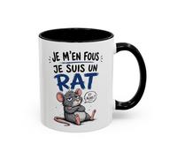 Teecustom Mug Humour Sarcastique - Je M’en Fous Je Suis Un Rat - Tasse Souris Drôle et Décalée - Cadeau Original Céramique 325ml Noir Bleu Rouge