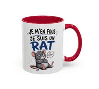 Teecustom Mug Humour Sarcastique - Je M’en Fous Je Suis Un Rat - Tasse Souris Drôle et Décalée - Cadeau Original Céramique 325ml Noir Bleu Rouge