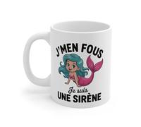 Teecustom Mug Humour Sirène - Tasse Drôle J’men Fous Je Suis Une Sirène Céramique 325ml - Compatible Micro-Ondes & Lave-Vaisselle - Cadeau Fantaisie Original