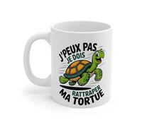 Teecustom Mug Humour Tortue - J’peux Pas Je Dois Rattraper Ma Tortue - Tasse Céramique 325 ml Cadeau Drôle