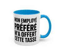 Teecustom Mug Humour Travail - “Mon Employé Préféré M’a Offert Cette Tasse” - Cadeau Collègue Patron - Noir - 325 ml Bleu Rouge (Bleu)