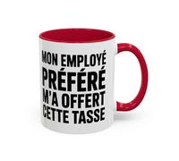 Teecustom Mug Humour Travail - “Mon Employé Préféré M’a Offert Cette Tasse” - Cadeau Collègue Patron - Noir - 325 ml Bleu Rouge (Rouge)