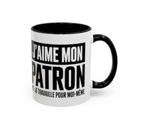Teecustom Mug J’aime mon patron je travaille pour moi-même - Tasse Céramique Humour Entrepreneur - Cadeau Auto-Entrepreneur Drôle - Micro-ondes & Lave-Vaisselle - 325 ml Noir