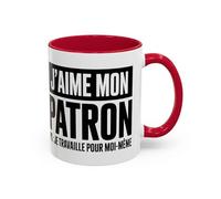 Teecustom Mug J’aime mon patron je travaille pour moi-même - Tasse Céramique Humour Entrepreneur - Cadeau Auto-Entrepreneur Drôle - Micro-ondes & Lave-Vaisselle - 325 ml Noir Bleu Rouge (Rouge)
