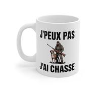 Teecustom Mug J’Peux Pas J’Ai Chasse - Tasse Chasseur et Chien 325ml - Cadeau Passion Chasse, Nature - Céramique, Micro-Ondes et Lave-Vaisselle