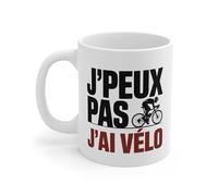 Teecustom Mug J’Peux Pas J’ai Vélo - Tasse Cyclisme 325ml - Cadeau Humour Vélo - Céramique, Micro-ondes et Lave-Vaisselle