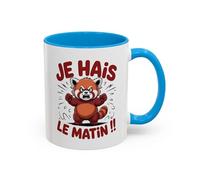 Teecustom Mug Je hais le matin - Tasse Céramique Panda Roux Humoristique - Cadeau Réveil Difficile Bureau Collègue - Micro-ondes & Lave-Vaisselle - 325 ml Noir Bleu Rouge (Bleu)
