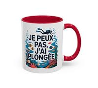 Teecustom Mug Je peux pas j’ai plongée - Tasse Céramique Plongée Sous-Marine - Cadeau Plongeur & Passion Océan - Micro-ondes & Lave-Vaisselle - 325 ml Noir Bleu Rouge (Rouge)