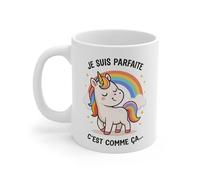 Teecustom Mug Je Suis Parfaite C’est Comme Ça - Tasse Licorne Mignonne 325ml - Humour Kawaii, Cadeau Fille, Amie, Collègue