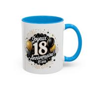 Teecustom Mug Joyeux 18 Ans - Tasse Anniversaire 18 Ans Cadeau Original Homme Femme Noir Bleu Rouge 325ml