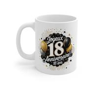 Teecustom Mug Joyeux Anniversaire 18 Ans Ballons Or & Feux d’Artifice Idée Cadeau Majeurité Original