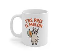 Teecustom Mug Lama Humour - “T’as Pris le Melon” - Illustration Drôle Fruit - Tasse Fun 325ml