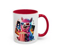 Teecustom Mug Lama Rigolo Cinéma - Tasse Design avec Popcorn et Lunettes 3D - Cadeau Original 325ml