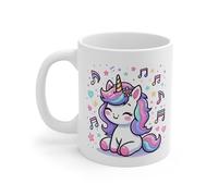 Teecustom Mug Licorne Arc-en-Ciel Kawaii - Design Mignon et Musical - Illustration Colorée Féérique