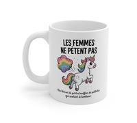 Teecustom Mug Licorne Humour Féminin Les Femmes Ne Pètent Pas Idée Cadeau Drôle Magique Arc-en-Ciel