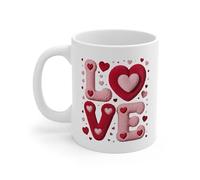 Teecustom Mug LOVE Cœurs Romantique - Tasse Céramique Rouge Rose - Cadeau Amour Saint-Valentin 325ml