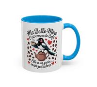 Teecustom Mug Ma Belle-Mère c’est comme le Café - Tasse Humour Belle-Mère - Cadeau Drôle Famille - Céramique - Micro-ondes & Lave-Vaisselle - 325 ml Noir Bleu Rouge (Bleu)