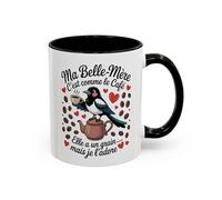 Teecustom Mug Ma Belle-Mère c’est comme le Café - Tasse Humour Belle-Mère - Cadeau Drôle Famille - Céramique - Micro-ondes & Lave-Vaisselle - 325 ml Noir