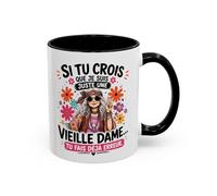 Teecustom Mug Mamie Humour Hippie - Tasse “Si tu crois que je suis une vieille dame tu fais déjà erreur” - Cadeau Original Femme Mamie 325ml