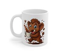 Teecustom Mug Mammouth Café - Tasse Céramique 325ml - Design Cartoon Mignon - Cadeau Original Amateur de Café