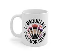 Teecustom Mug Maquillage - Tasse Céramique 325ml « Le Maquillage C’est Mon Cardio » - Cadeau Beauté & Makeup Addict