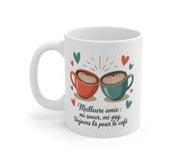 Teecustom Mug Meilleure Amie Cappuccino - Cadeau Amie Mi-Sœur Mi-Psy - Tasse Humour Café & Amitié