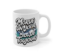 Teecustom Mug Morue un jour, morue toujours Tasse drôle poisson avec lunettes Humour décalé et original