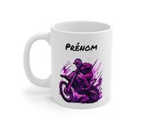 Teecustom Mug Motocross Personnalisable avec Prénom Cadeau Pilote Moto Cross Rider Course O Tasse Personnalisée Adulte Enfant (Violet)