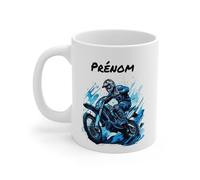 Teecustom Mug Motocross Personnalisable avec Prénom Cadeau Pilote Moto Cross Rider Course O Tasse Personnalisée Adulte Enfant (Bleu)