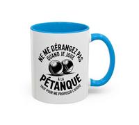 Teecustom Mug Ne me dérangez pas quand je joue à la pétanque - Tasse Céramique Humour Apéro - Cadeau Joueur de Pétanque Original - Micro-ondes & Lave-Vaisselle - 325 ml Noir Bleu Rouge (Bleu)