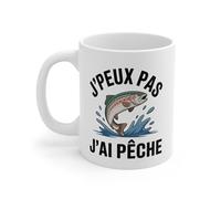 Teecustom Mug Pêche Truite Humour J’peux pas j’ai pêché - Illustration Truite Sautante - Tasse Céramique 325ml Micro-ondes et Lave-vaisselle