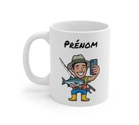Teecustom Mug Personnalisable Pêcheur Selfie - Tasse Humour Pêche avec Poisson - Cadeau Original pour Amateur de Pêche et Nature 325ml