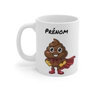 Teecustom Mug Personnalisable Super Caca - Tasse Humoristique Héros Marron avec Cape Rouge - Cadeau Drôle et Original 325ml