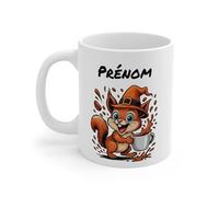 Teecustom Mug Personnalisé Chat Sorcier Halloween 325ml - Tasse Céramique Prénom Chat Noir et Café - Cadeau Original Fête d’Halloween (écureuil)