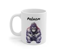 Teecustom Mug Personnalisé Gorille Gamer - Tasse Geek avec Prénom325ml - Cadeau Original Homme Ado Gamer - Micro-ondes & Lave-vaisselle - Design Puissant Jeu Vidéo
