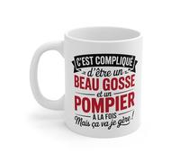 Teecustom Mug Pompier Humour - Tasse Céramique 325ml - Design Beau Gosse et Pompier - Compatible Micro-Ondes et Lave-Vaisselle