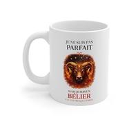 Teecustom Mug Signe Astrologique Bélier - “Je Ne Suis Pas Parfait Mais Je Suis Bélier” - Tasse Horoscope Zodiac Cosmique 325ml