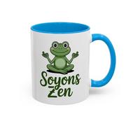 Teecustom Mug Soyons Zen Grenouille Méditation - Tasse Relaxation Cadeau Humour Yoga Noir Bleu Rouge 325ml