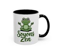 Teecustom Mug Soyons Zen Grenouille Méditation - Tasse Relaxation Cadeau Humour Yoga Noir Bleu Rouge 325ml